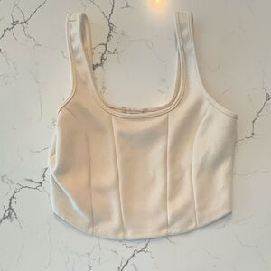Altar'd State Cream Corseted Suede-like Crop Top